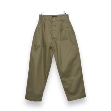 Standardtypes Kids' Naval Button Pants Olive Herringbone St048 In Green