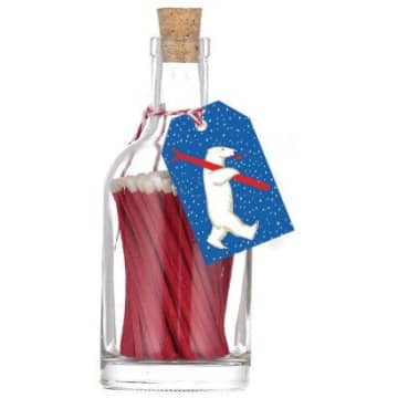 Archivist Decorative Bottle Of Skiing Polar Bear Matches In Transparent