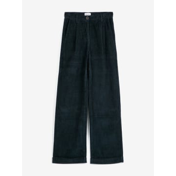 Anorak Bobo Choses Pleated Cord Trousers Wide Leg Navy In Blue