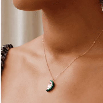 Wolf & Moon Watermelon Necklace