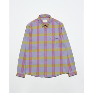 Far Afield Afs760 Larry Button Down Ls Check Shirt In Silver Blue / Multi