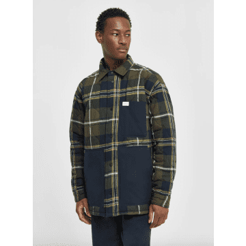 Knowledge Cotton Apparel 1190025 Checked Quilted Oversized Overshirt Green Check
