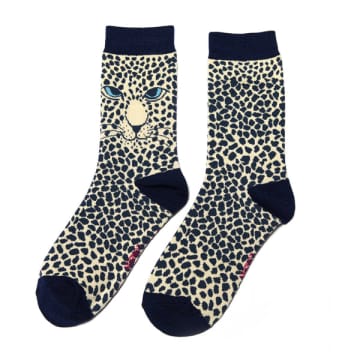 Miss Sparrow Sks216cream Leopard Socks Cream In Animal Print