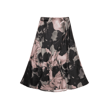 Munthe Carson Pink Lily Print Skirt Col: Black/ Pink Multi, Size: 14