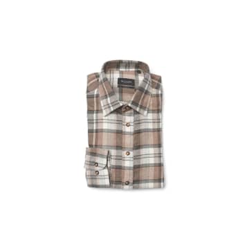 Sand Simon N Flannel Check Shirt Col: 240 Brown Multi, Size: 41 In Neutrals