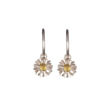 Amanda Coleman Sterling Silver And Gold Daisy Hoops In Metallic