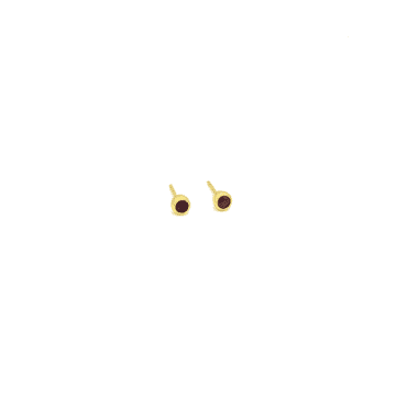 Schmuckoo Mini Ruby Gold Plated Stud Earrings