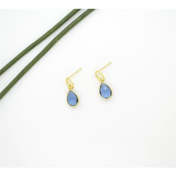 Schmuckoo Circle Post Blue Iolite Gold Plated Earrings
