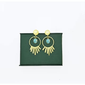 Schmuckoo Audrey Mojave Turquoise Gold Earrings In Blue