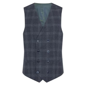 Remus Uomo Larenzo Double Breasted Check Suit Waistcoat In Grey