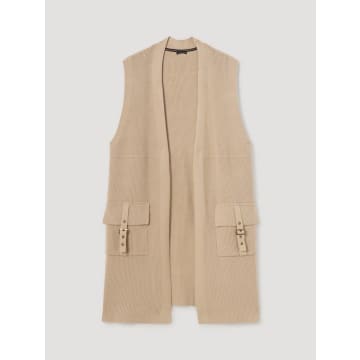 Skatie Long Pearl Knitted Vest In Clay S03k18cly