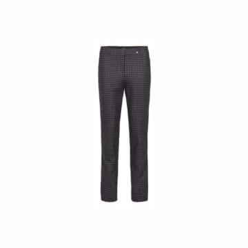 Shop Robell Bella Grey Check 78cm Trousers