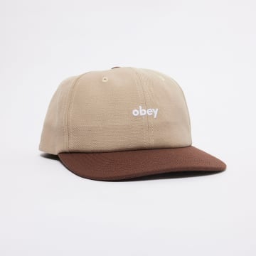 Obey Small Logo Two-tone Cap In Patterned Brown