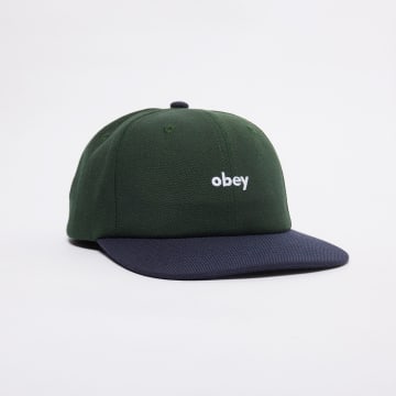 Obey Small Logo Two-tone Cap In Patterned Green