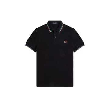 Fred Perry Kids' Slim Fit Twin Tipped Polo Black / Cyber Blue / Light Rust