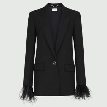 New Arrivals Marella Cecco Jacket With Removable Feather Cuffs Black