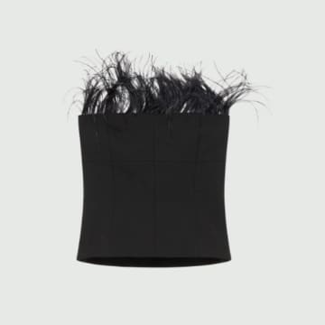 New Arrivals Marella Trina Removable Feather Bustier Black