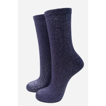 Miss Shorthair Ltd 4898nb Navy Blue All Over Glitter Socks