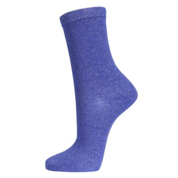 Miss Shorthair Ltd Miss Shorthair 4898rb1l Blue Sparkly All Over Glitter Socks In Red