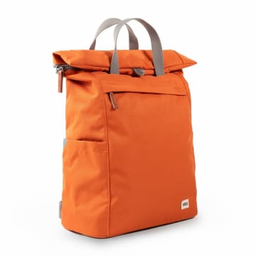 Roka Back Pack Rucksack Finchley A Large Recycled Repurposed Sustainable Canvas In Atomic Orange