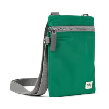 Roka Cross Body Shoulder Swing Pocket Bag Chelsea Recycled Repurposed Sustainable Nylon In Emerald