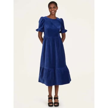 Thought Alleegra Organic Cotton Velvet Midi Dress In Blue