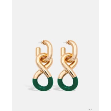 Essentiel Antwerp Gold And Green Chunky Chain Earrings