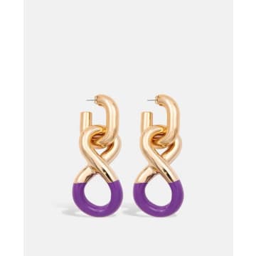 Essentiel Antwerp Gold And Purple Chunky Chain Earrings