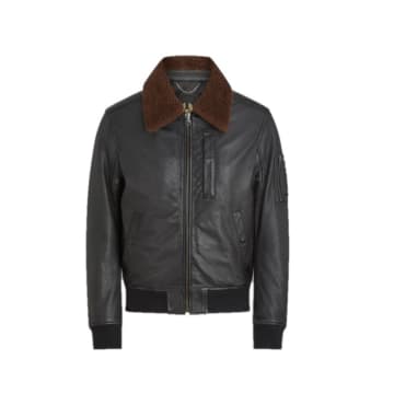 Shop Belstaff Alstone Jacket Lamb Leather Black/earth Brown