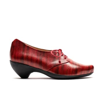 Tracey Neuls Boy Ember | Red Mix Printed Embossed Leather Lace Up Mid Heels