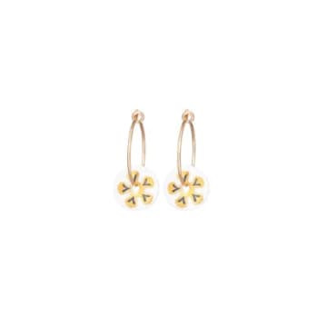 One & Eight 2423 White Esme Earrings In Gold