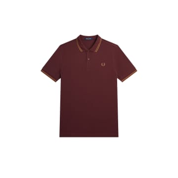 Fred Perry Slim Fit Twin Tipped Polo Oxblood / Shaded Stone / Shaded Stone