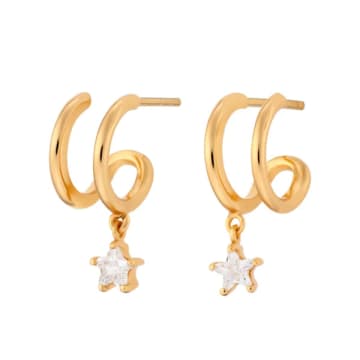 Scream Pretty Illusion Hoop Earrings With Star Drop Gold Plated Spg-103