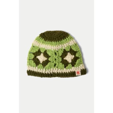 Damson Madder Green Crochet Square Hat