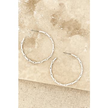 Envy Silver Chain Link Hoop Earrings In Metallic