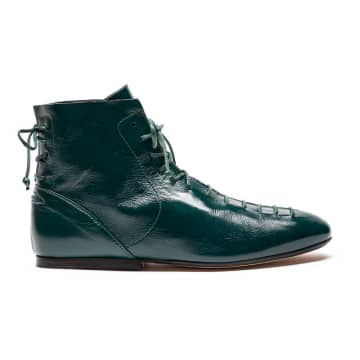 Tracey Neuls Magritte Forest | Dark Green Lace-up Leather Boots