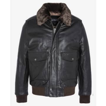 Schott Leather Bomber Jacket In Brown