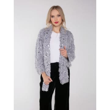 Nooki Design Harlow Sequin And Faux Fur Scarf In Grey
