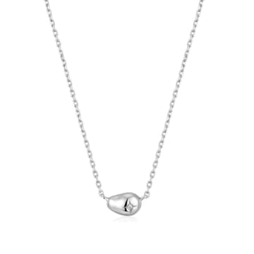Ania Haie Silver Pebble Sparkle Necklace In Metallic