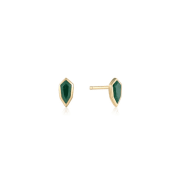 Ania Haie Malachite Emblem Stud Earrings In Gold