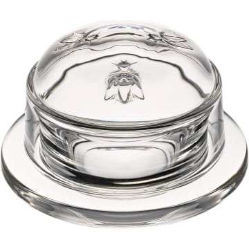 Côté Table Round Glass Bee Butter Dish In Transparent