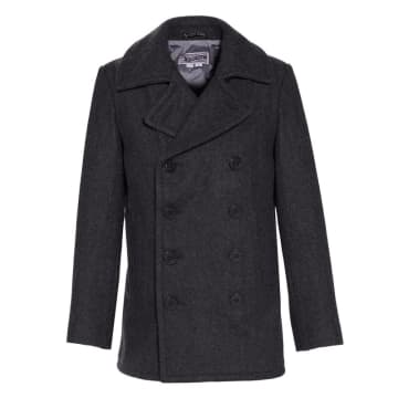 Shop Schott Nyc Slim Fit Peacoat Made In Usa Grey