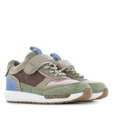 Shoesme Leather Sneaker (taupe/pink/green) 21-26