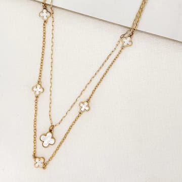 Envy Gold And White 2 Layer Multi Fleur Necklace