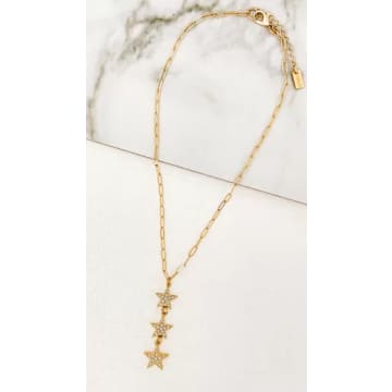 Envy Gold Necklace With Triple Diamante Star Pendants