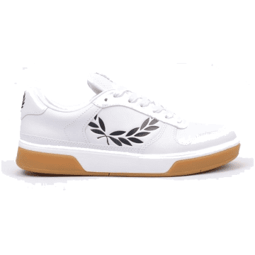 Shop Fred Perry Authentic B300 Textured Leather Sneakers White