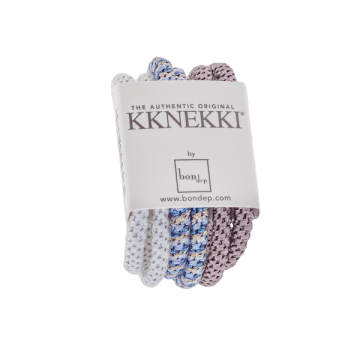 Bon Dep Set Of 6 Purple & White Slim Kknekki Hair Ties