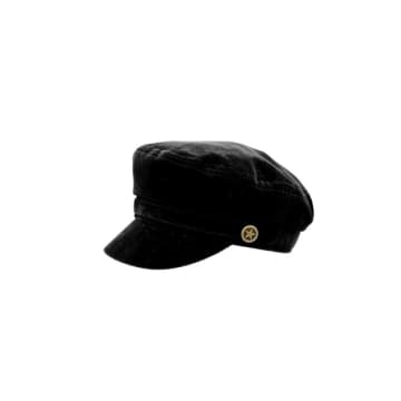 Nooki Design Hailey Velvet Baker Boy Hat In Black