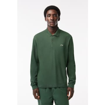 Lacoste Men's Long Sleeve Cotton Polo - L - 5 In Green