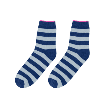 Jumper 1234 Cashmere Stripe Socks Denim/cement/hot Pink In Blue